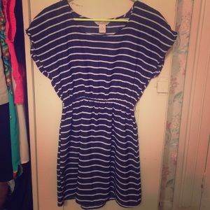 Navy and white striped dress