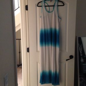 Blue and white ombré maxi dress