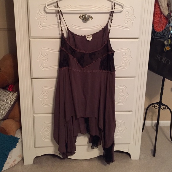 Free people Intimates purple and black lace slip