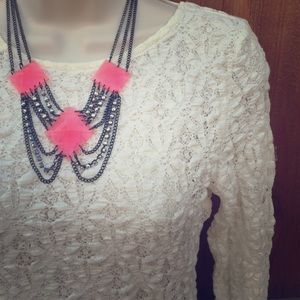 White Lace Long Sleeve Top