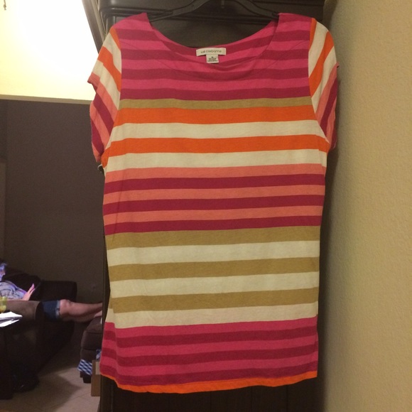 Liz Claiborne striped top with cap sleeves