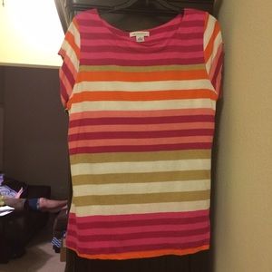 Liz Claiborne striped top with cap sleeves