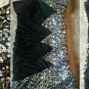 Black deb dress with silver confettii size L