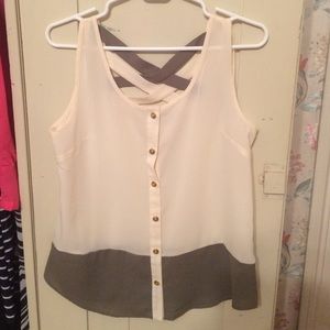 Cream and green blouse
