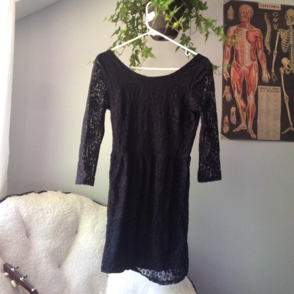 Black lace cutout dress