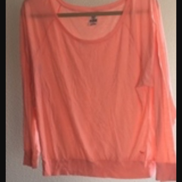 PINK Victoria's Secret Tops - Coral VS Pink Long Sleeve Scoop Neck Shirt