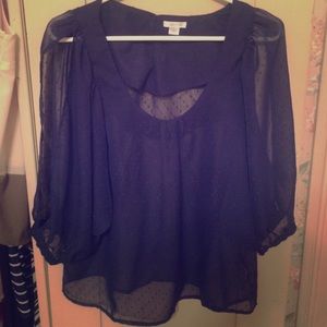 Sheer navy blouse