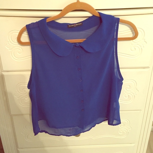 Sheer blue collared top