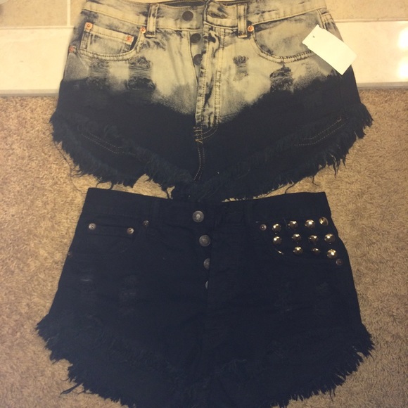 Two Denim High-Waisted Cutoff Shorts !