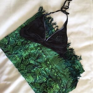 Green Batak print sarong.