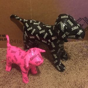 Pink pink little dog & pink black big dog