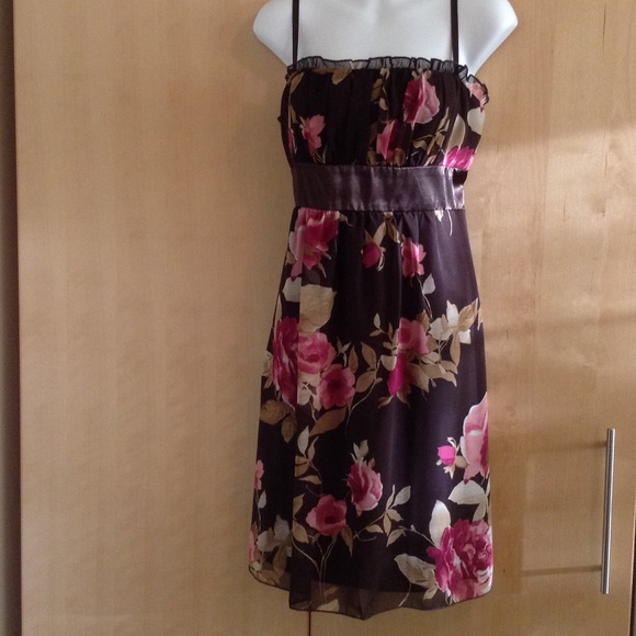 Beautiful brown with pink print party dress