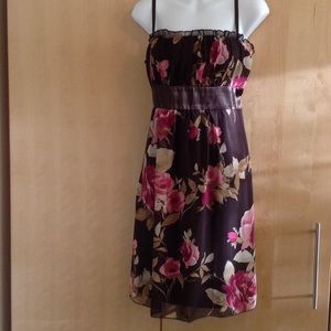 Beautiful brown with pink print party dress
