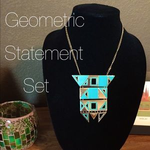 Elara Geometric Necklace and Earrings Set