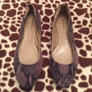 Purple snake skin print flats