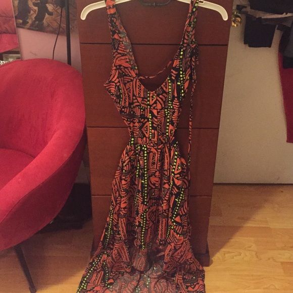 Nasty Gal cutout hi-lo patterned beach dress