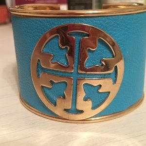 Teal and gold cuff