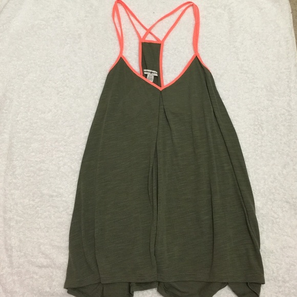 Green American Eagle tank top with Orange straps