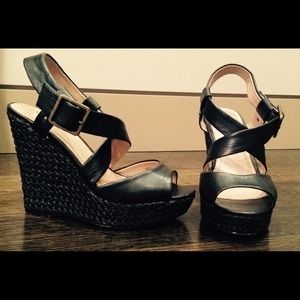 Charles David Black Wedges, worn twice.