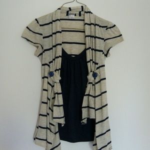 Navy Blue and Cream Striped Top