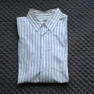 Men's white & maroon striped collared shirt