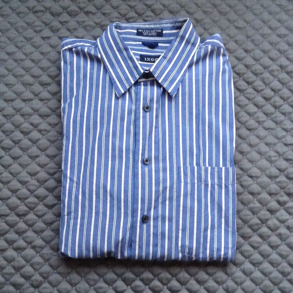 Men's blue-grey striped collared shirt