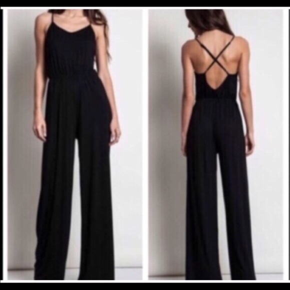 Bare Anthology Pants - Black Cotton Wide Leg Jumpsuit