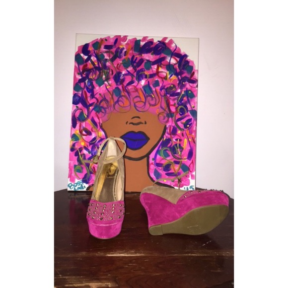 Pink and Beige Wedge Heels with Spikes💕💕💕 - Picture 4 of 4