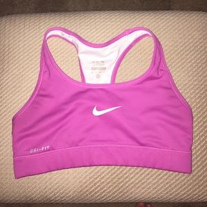 Pink Nike dri-fit sports bra.