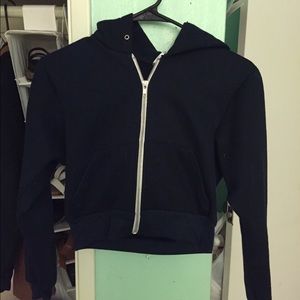 Navy Blue Cropped American Apparel Hoodie