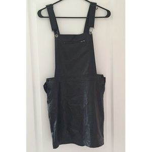 Leather skirt overalls