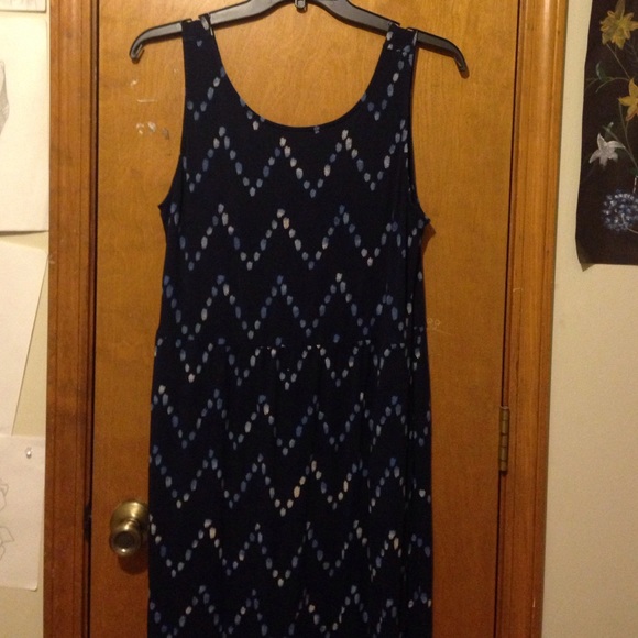Floor Length Blue Print Dress - Picture 1 of 2
