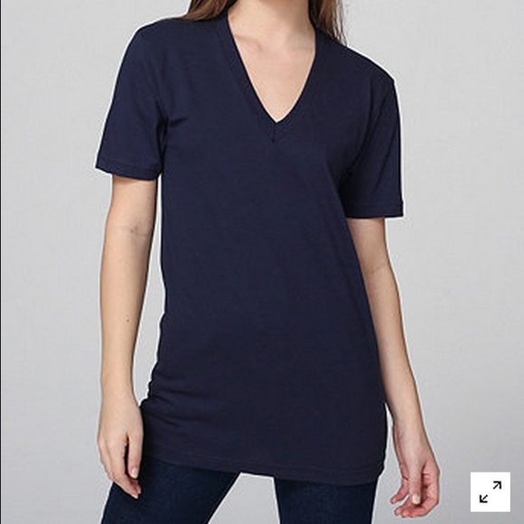 American Apparel unisex short sleeve v neck -navy
