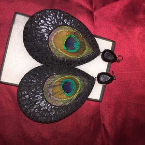 Peacock feather earrings