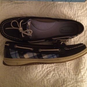Sperry Women's Angelfish Navy Plaid Shoes