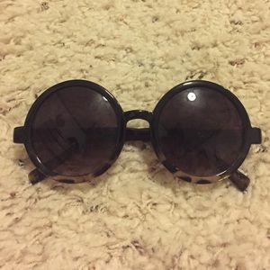 Black & Tortoise Oversized Round Sunglasses