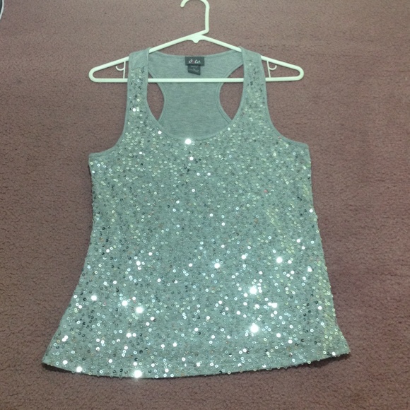 gray sequenced tank top