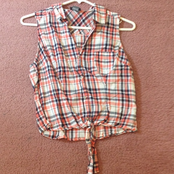 plaid button up tank top