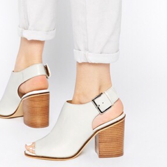 ASOS White Peep Toe Slingback Heels