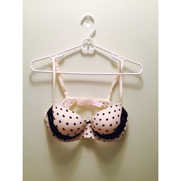 Candie's Other - Candie's Polka Dot and Lace Cream And Black Bra