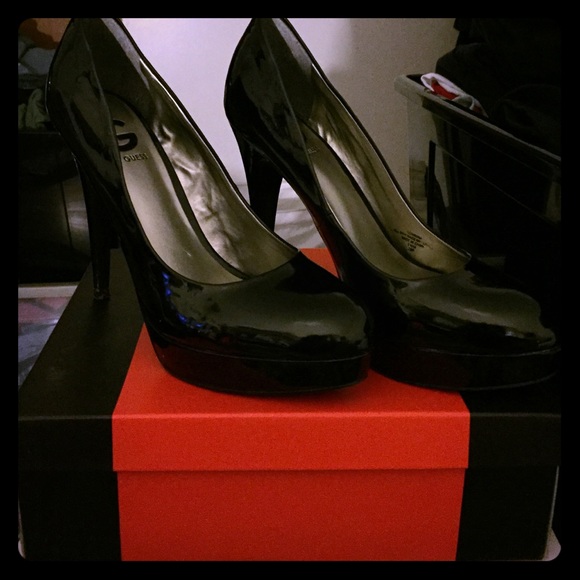 G by guess black heels w/ platform.