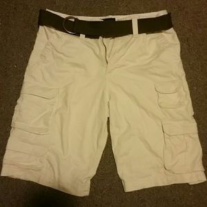 Men's white cargo shorts