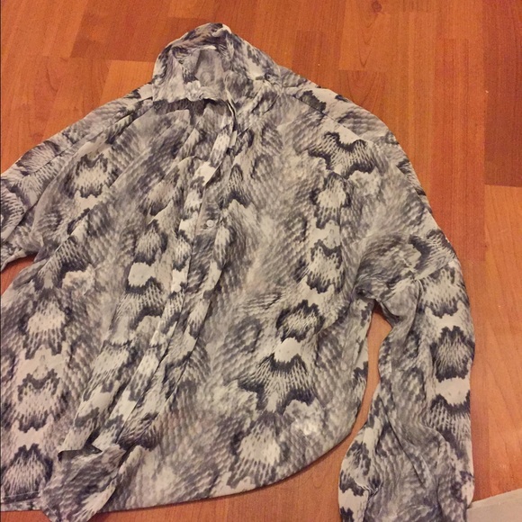 Sheer snakeskin button up top from H&M