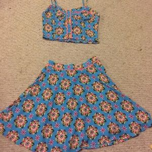 Crop top with matching skirt