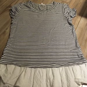 Clu Navy striped size xs ruffle tshirt