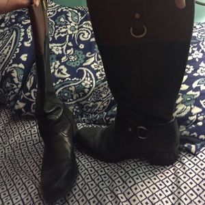 Black/brown leather riding boots