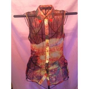 Sheer Galaxy Button Down