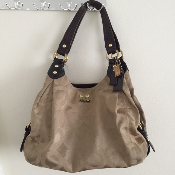 Coach Maggie purse khaki satin