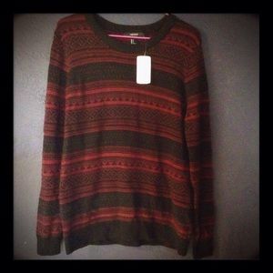 Burgundy Red and Black Striped Sweater