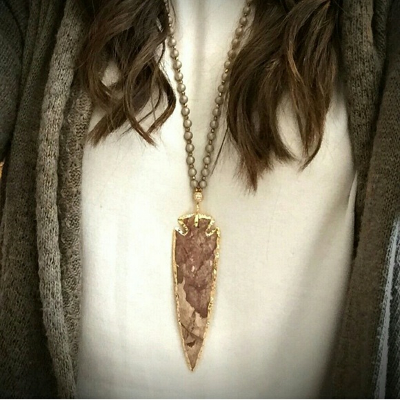 Jewelry - Large Jasper arrowhead necklace